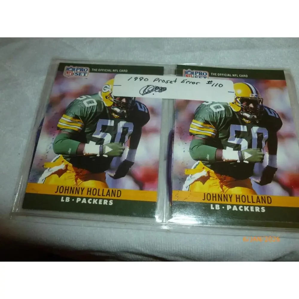 1990 Pro Set football Johnny‎ Holland ERROR AND CORRECTED Card Set Mint
